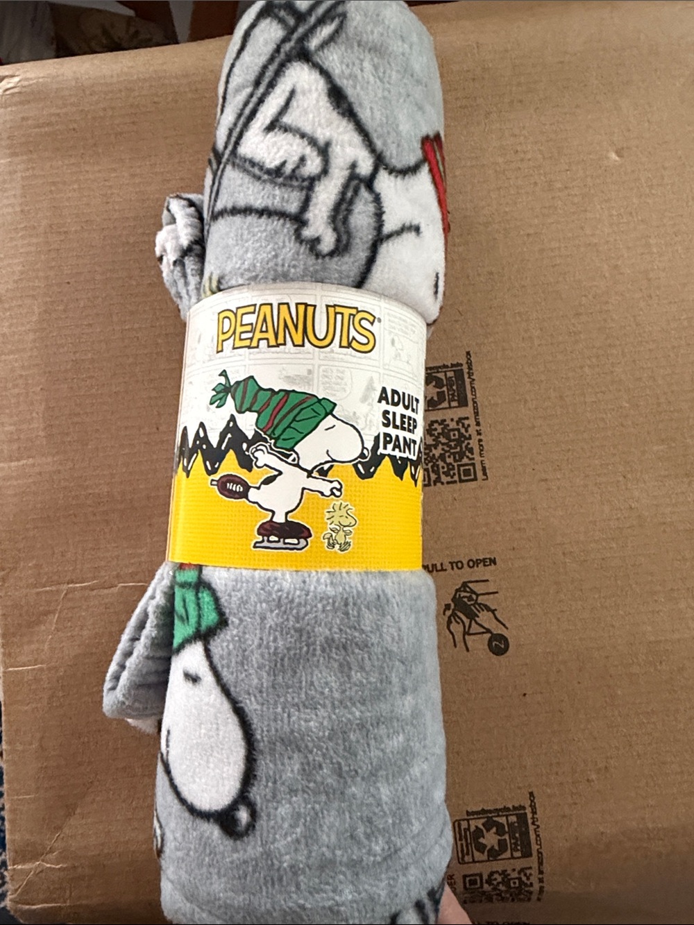 Peanuts Light Gray Snoopy Fleece Sleep Pants with Green Accents